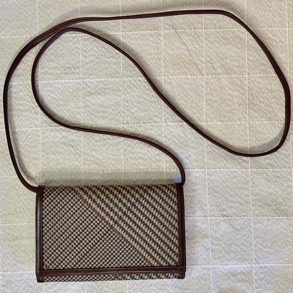 Polo Ralph Lauren Vintage Gun Check Plaid Trifold Wallet Crossbody Purse